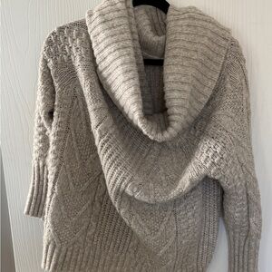 Cozy Knit Cowl Neck Sweater - Tan